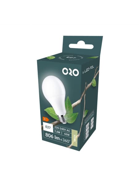 Pære ORO-ATOS-E27-A60-7.5W-DW, 4000K