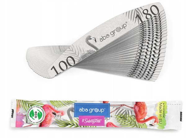 Aba Group SÄKER FÖRPACKNING Halvmånefil 100/180 STANDARD - FLAMINGO, 100 stycken