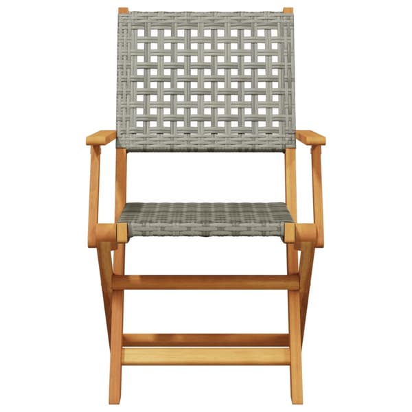 vidaXL foldbare havestole, sæt med 4, grå polyrattan og træ