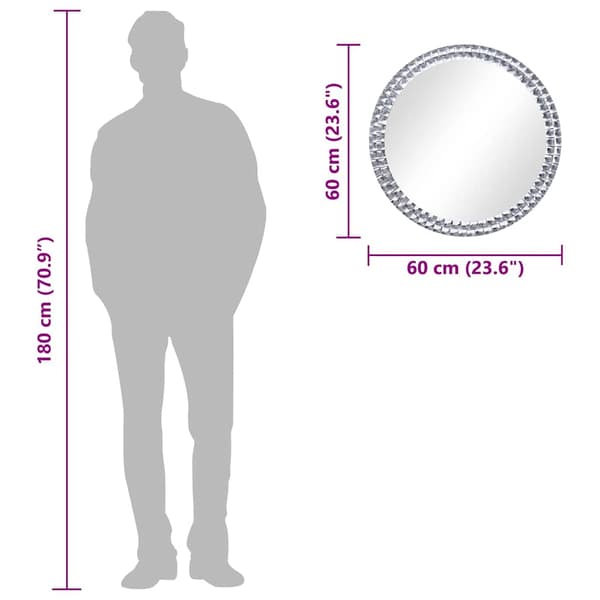vidaXL Väggspegel, 60 cm, härdat glas
