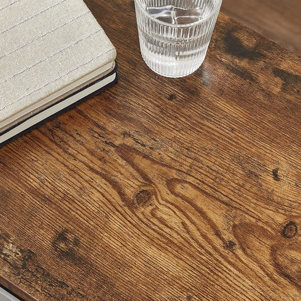 Soffbord i loftstil - Rustikt brunt, 75 cm, 3 hyllplan