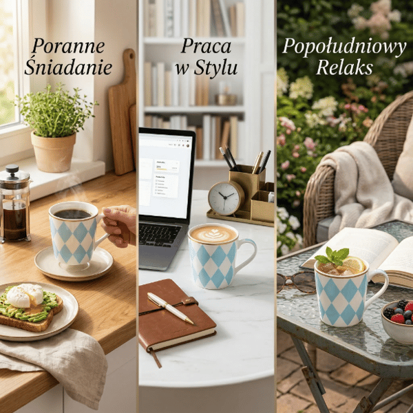 Florina Geometrisk Diamant Porslinsmugg 400 ml Blå