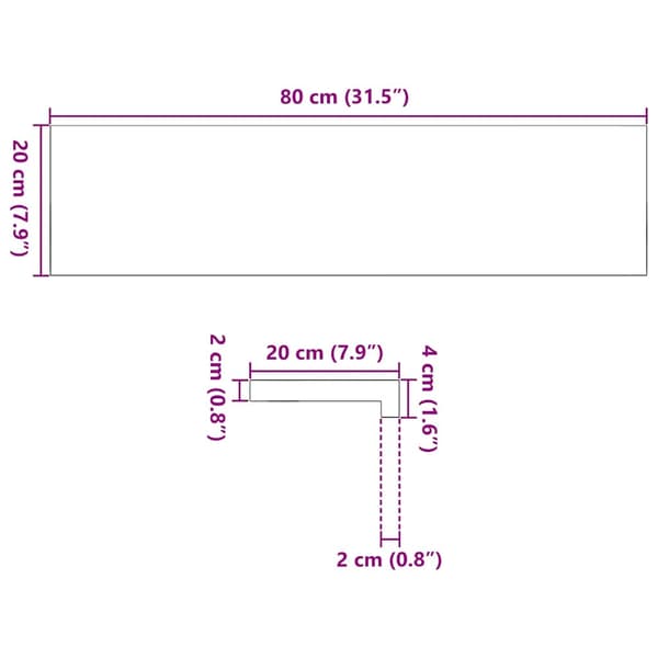 vidaXL vindueskarme 2 stk., ubehandlede, 80x20x2 cm, massivt egetræ