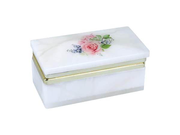 Rektangulær alabastæske 8x4cm