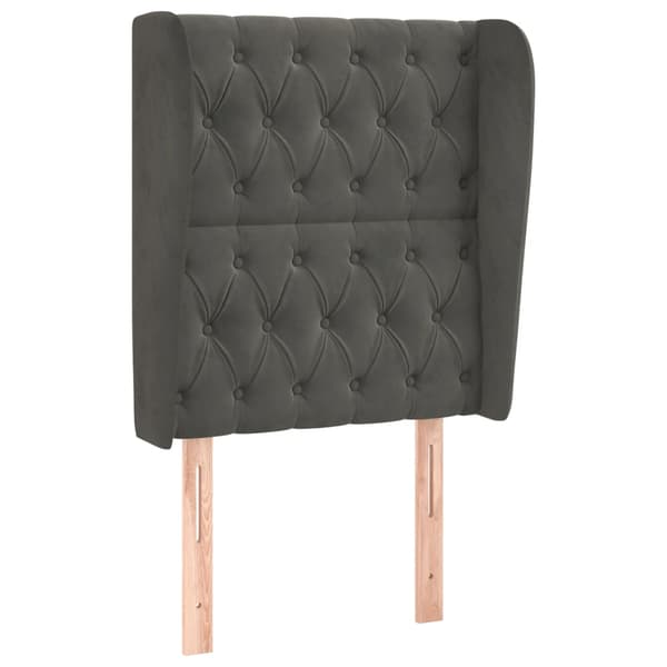 vidaXL Vingad sänggavel mörkgrå 83x23x118/128 cm sammet