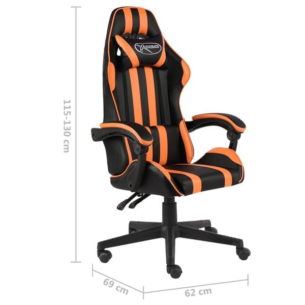 vidaXL gamingstol, sort og orange, kunstlæder