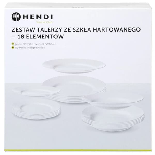 Set med 18 härdade glasplattor - Hendi 795224