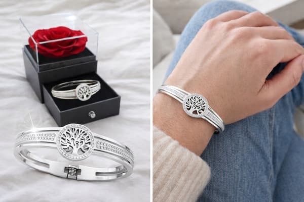 DAMARMBAND I SILVER Zirkoner Lyckans Träd ELEGANT MODERIKTIG