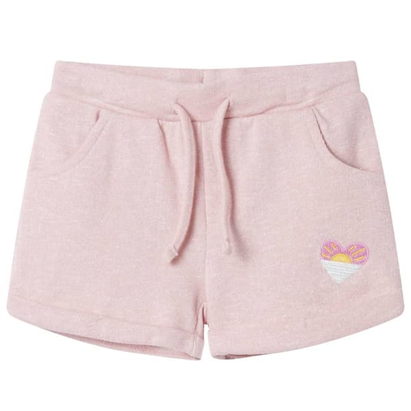 Barnshorts med dragsko, ljusrosa melerade, 128