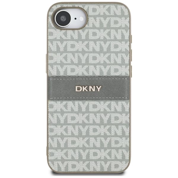 DKNY Repeat Texture Pattern med Tonal Stripe-skal till iPhone 16e, beige