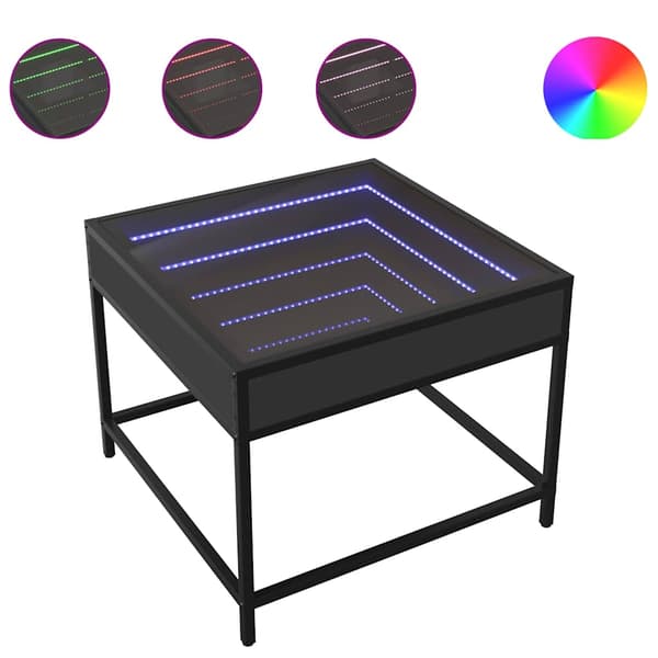 vidaXL Infinity LED soffbord svart 50x50x41 cm