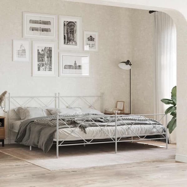 vidaXL metalsengegavl hvid 193 cm