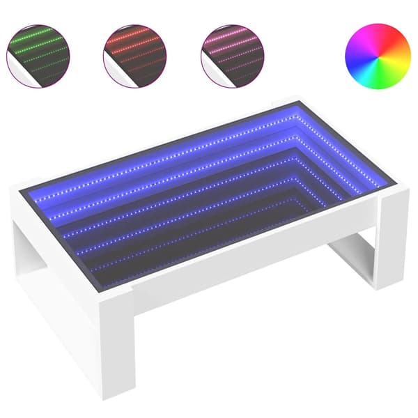 vidaXL Infinity LED soffbord vitt 90x53x30 cm