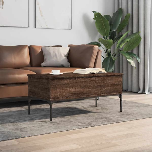 vidaXL sofabord brunt egetræ 100x50x45 cm