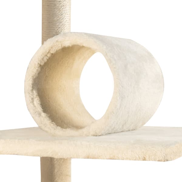TomiDomi Beige Kradsetræ til Katte 116 cm, 5 Niveauer, Hus, Tårn, Bolde