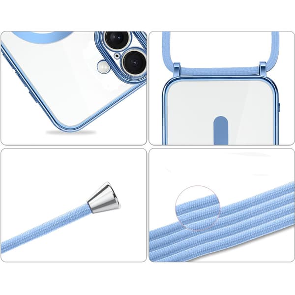 iPhone 17 cover, Electro MagSafe, blå + snor