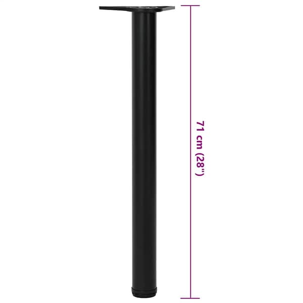 4 højdejusterbare bordben, sort, 710 mm