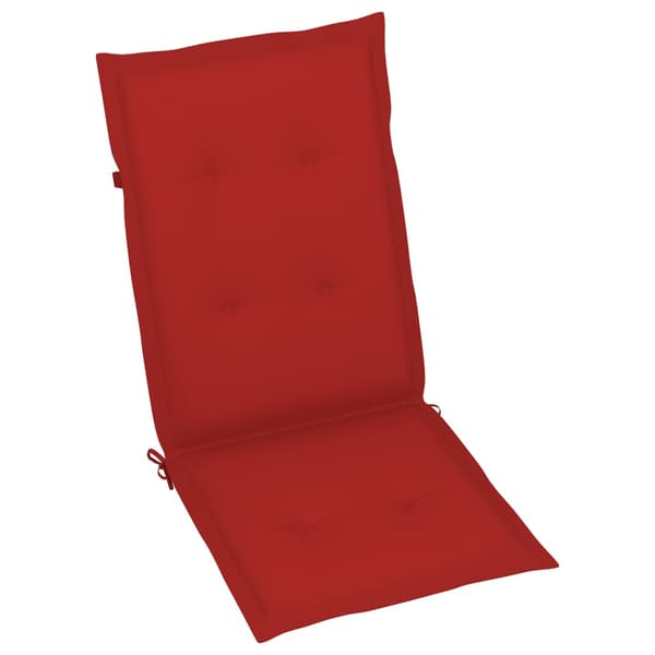 vidaXL Trädgårdsstolar, set om 4, röda kuddar, teakträ