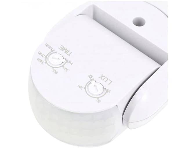 PIR-rörelsesensor räckvidd 12m vit utomhussensor IP65 justerbar