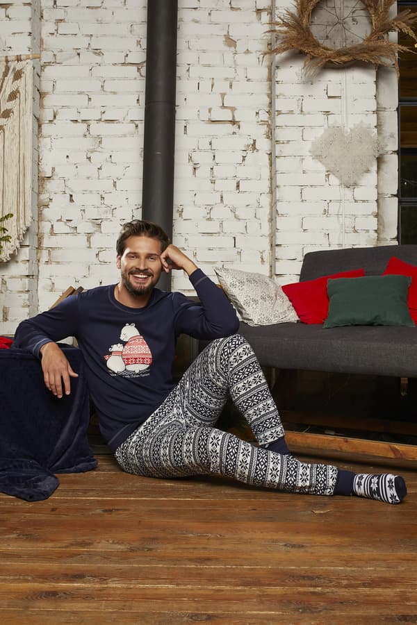 Arktiska herrpyjamas långärmad, långbyxor S