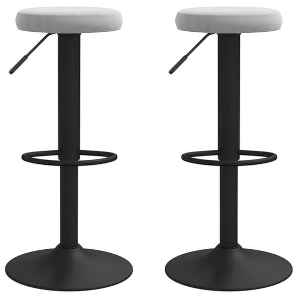vidaXL Barstolar, set om 2, ljusgrå, klädda i sammet