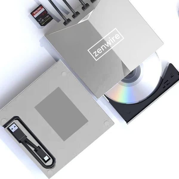 DVD-enhet Silver typ C/USB 3.0 2-i-1-hubb H61