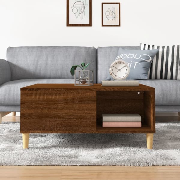 vidaXL sofabord brunt egetræ 80x80x36,5 cm