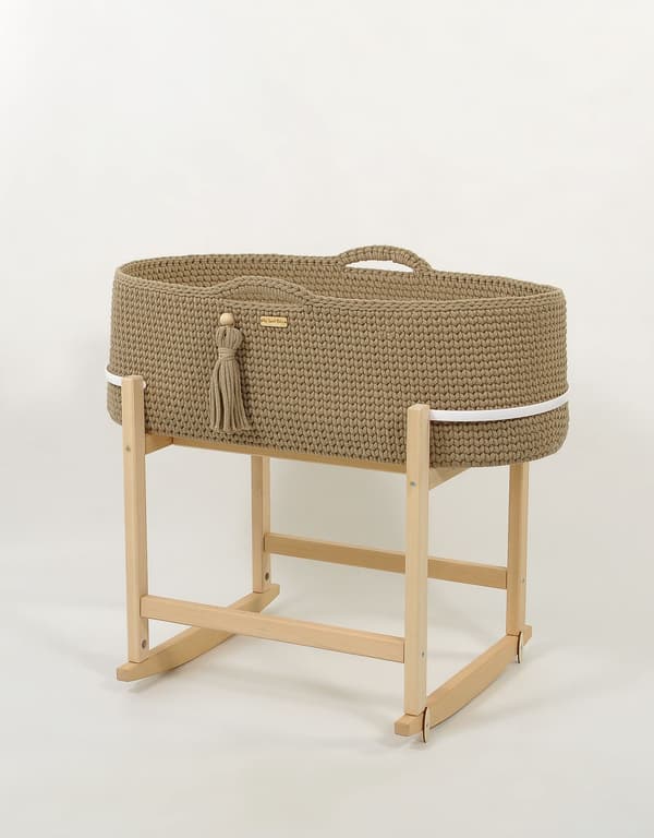 BOHO Handgjord Moseskorg med Vagga - Sand