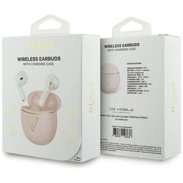 Guess Gold Line Triangle TWS Hörlurar Rosa