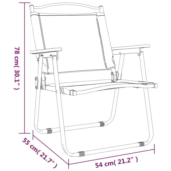 vidaXL Campingstolar, set om 2, beige, 54x55x78cm, oxfordtyg