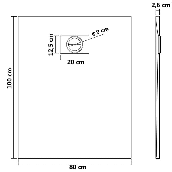 vidaXL brusekar, SMC, sort, 100 x 80 cm
