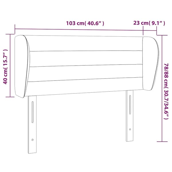vidaXL Vingad nackstöd mörkblå 103x23x78/88 cm sammet