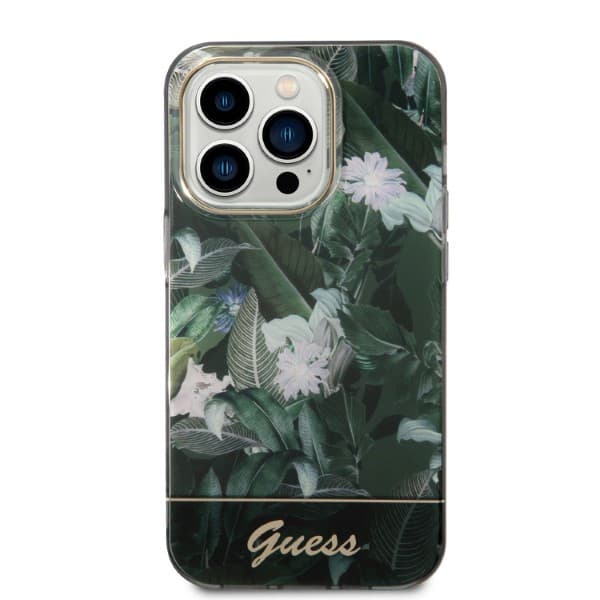 Guess Jungle Collection -kotelo iPhone 14 Pro Maxille, vihreä