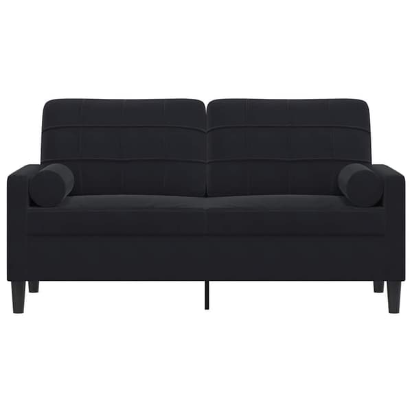 vidaXL 2-sitssoffa med kuddar, svart, 140 cm, sammet