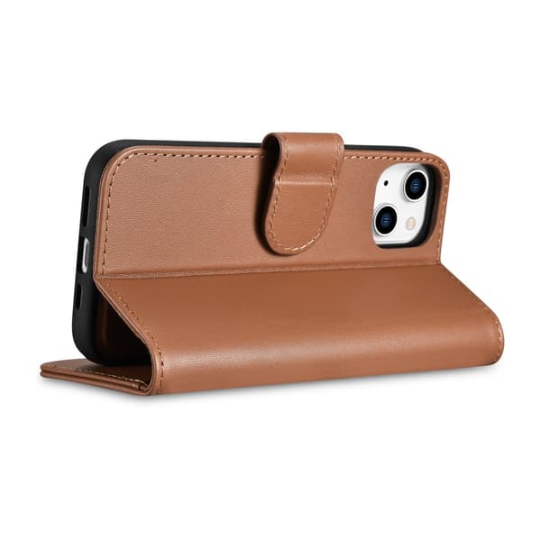 2-i-1 Läderfodral iPhone 14 Anti-RFID Plånboksfodral Brunt