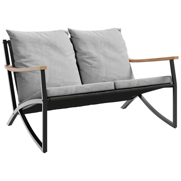 vidaXL Puutarhapenkki tyynyillä 120 cm musta teräs