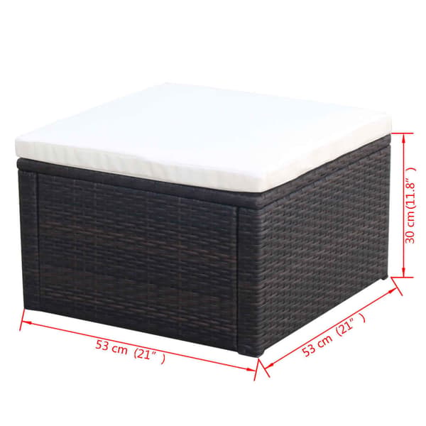 vidaXL Sittpuff 53 x 53 x 30 cm, polyrotting, brun