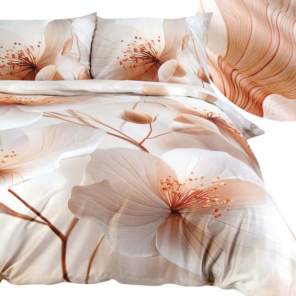 Sengesæt 140x200 SATIN BOMULD digitalprint blomster pudderrosa