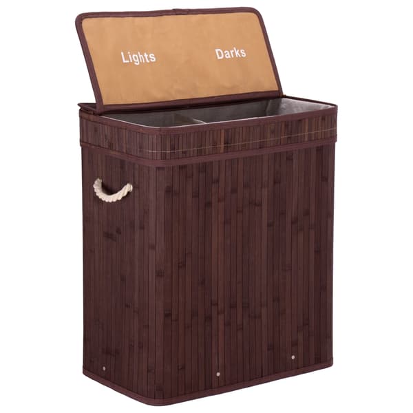 Bambuinen pyykkikori kannella 100L wenge