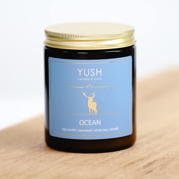 Ocean - Duftlys med soja med havnote - YUSH - 180 ml
