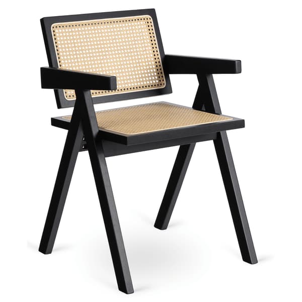 MADERA Træstol Sort/Beige Gennembrudt Klassisk Retro