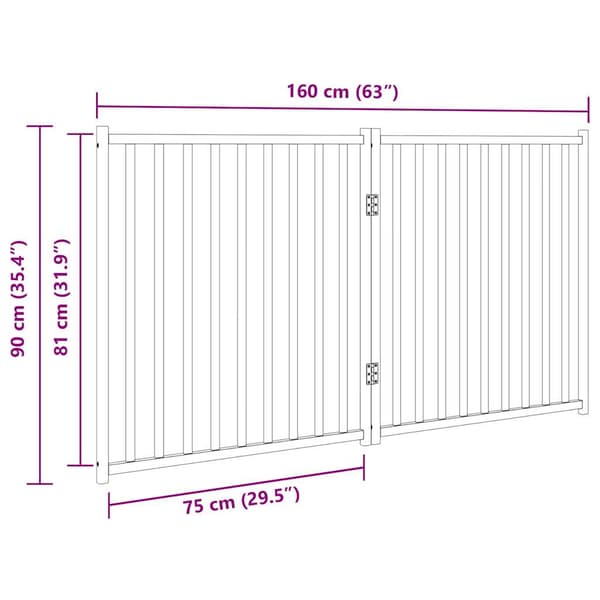 vidaXL Hopfällbar hundgrind 2 paneler vit 160 cm trä