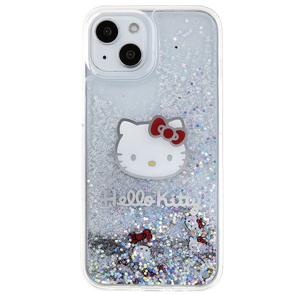 Hello Kitty Liquid Glitter Charms Kitty Head-skal till iPhone 14, silver