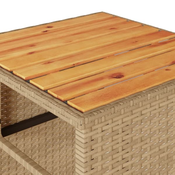 vidaXL 3-delat bistroset med kuddar, beige, polyrotting