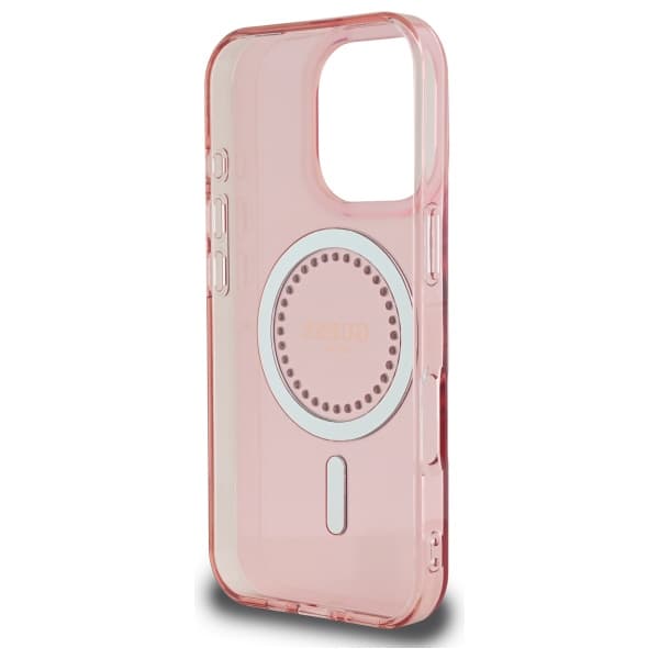 Guess IML Rhinestones MagSafe-etui til iPhone 16 Pro, lyserød