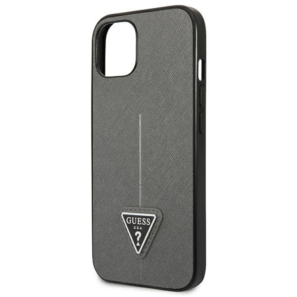 Guess Saffiano Triangle Logo-cover til iPhone 13, sølv