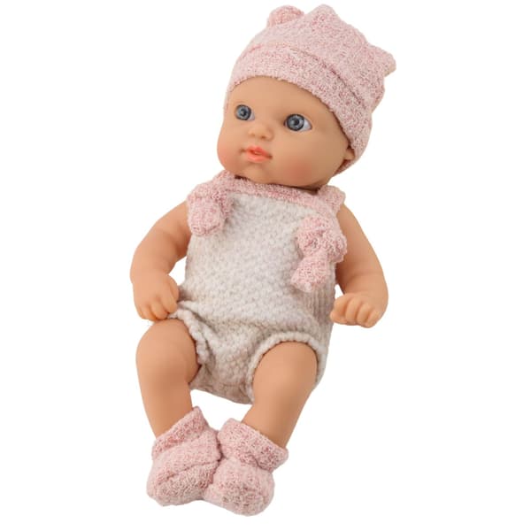 Babydocka, Rosa Outfit, Mössa, Haklapp, 18 cm