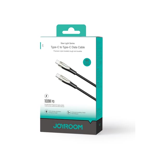 Star-Light-serien USB-C flätad kabel - USB-C 100W 1,2m svart