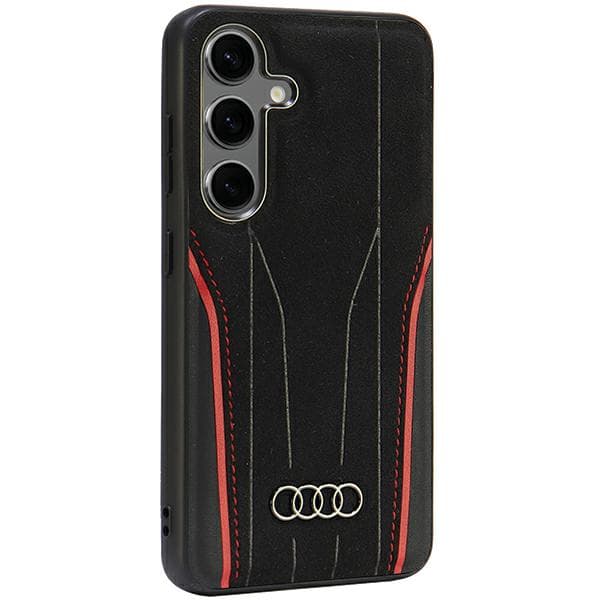 Audi MagSafe-etui i ægte læder til Galaxy S24, sort-rød