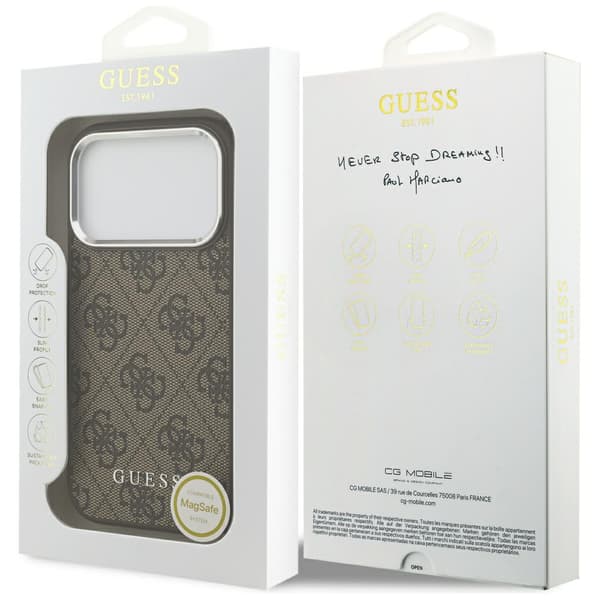 Guess 4G Classic Logo MagSafe-etui til iPhone 17 Pro Max, brunt